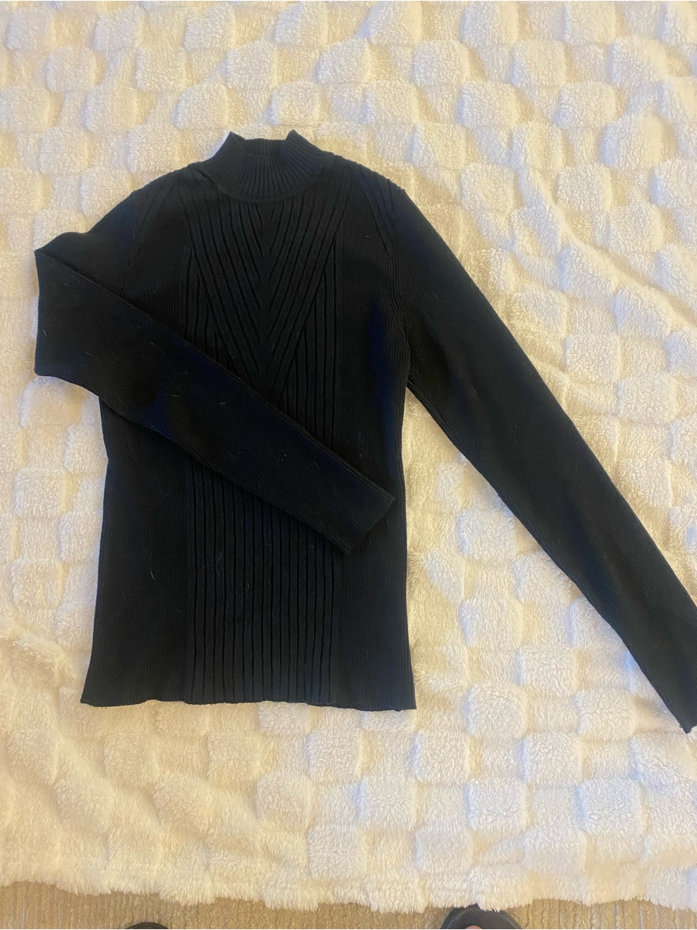 INC International Concepts Black Ribbed Turtleneck Sweater